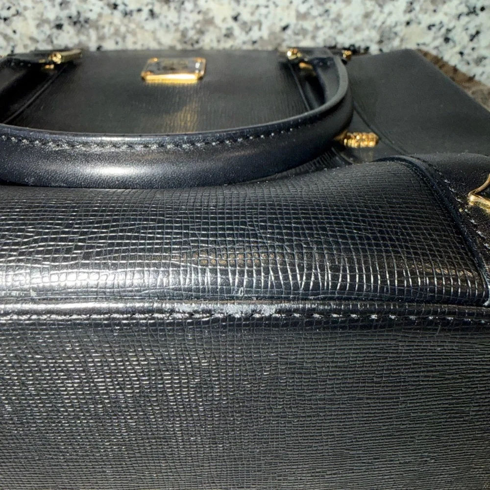 MCM Black Leather Top-Handle Satchel